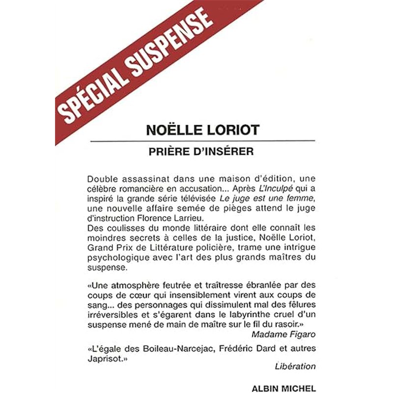 PRIERE D'INSERER Auteur(s): LORIOT Noelle