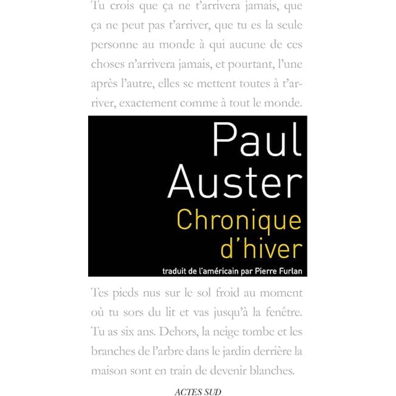 CHRONIQUE D'HIVER Auteur(s): AUSTER Paul