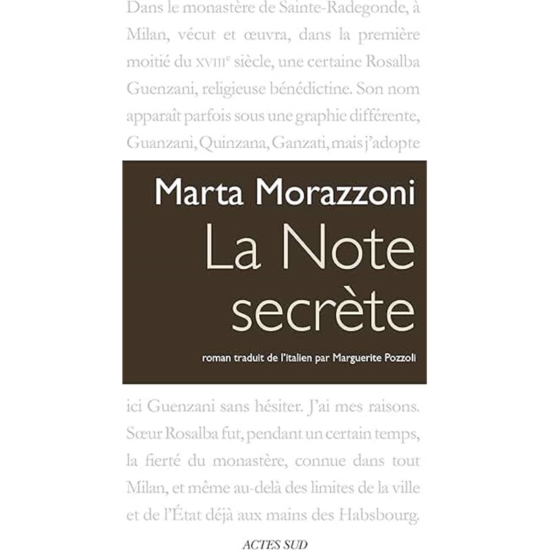 Note secrète la Auteur(s): MORAZZONI Marta Note secrète la Auteur(s): MORAZZONI Marta